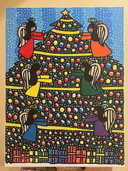 Angels Decorating Christmas Tree